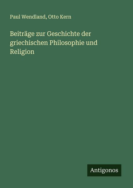 Produktbild: Beitr&auml;ge zur Geschichte der griechischen Philosophie und Religion