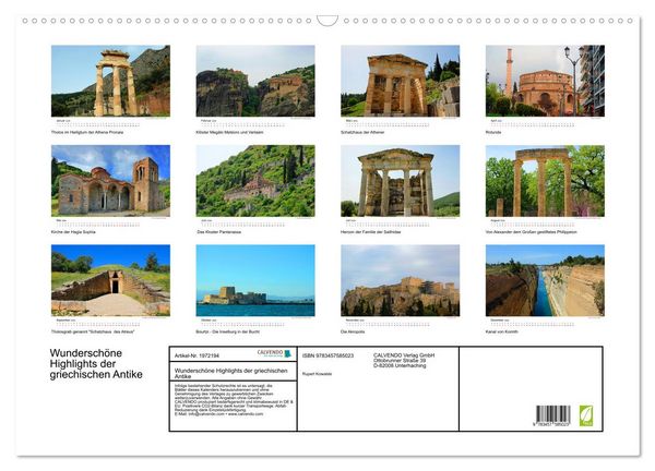 Produktbild: Wundersch&ouml;ne Highlights der griechischen Antike (Wandkalender 2026 DIN A2 quer), CALVENDO Monatskalender