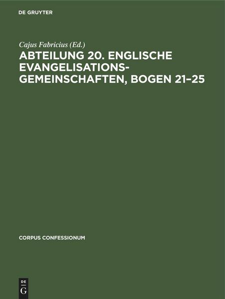 Produktbild: Abteilung 20. Englische Evangelisationsgemeinschaften, Bogen 21-25