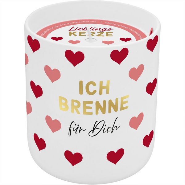 Produktbild: Kerze in Porzellanbecher "Ich brenne f&uuml;r Dich", mit Golddruck
