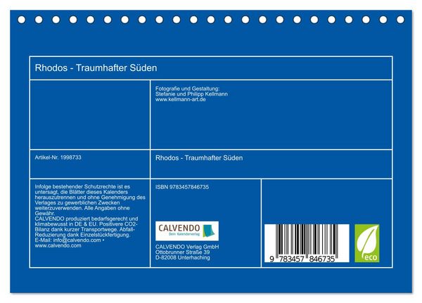 Produktbild: Rhodos - Traumhafter S&uuml;den (Tischkalender 2026 DIN A5 quer), CALVENDO Monatskalender