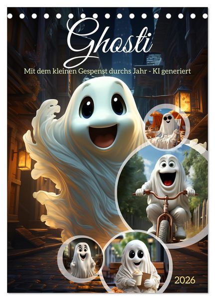 Ghosti (Tischkalender 2026 DIN A5 hoch), CALVENDO Monatskalender