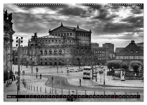 Produktbild: Dresden Faszination Schwarz Weiss (Wandkalender 2026 DIN A2 quer), CALVENDO Monatskalender