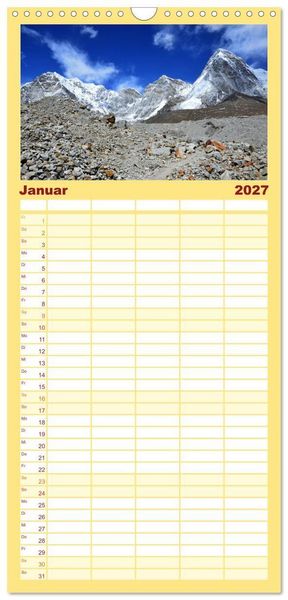 Produktbild: Familienplaner 2027 - Einzigartiges NEPAL mit 5 Spalten (Wandkalender, 21 x 45 cm) CALVENDO