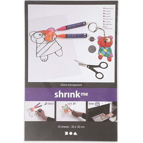Produktbild: Creativ Company Schrumpffolienplatten Plastikschrumpfplatten, Gl&auml;nzend transparent, 20x30 cm, Dicke 0,3 mm, 10 Blatt/ Kreativ Box