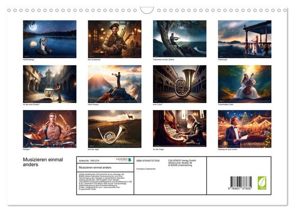 Produktbild: Musizieren einmal anders (Wandkalender 2026 DIN A3 quer), CALVENDO Monatskalender