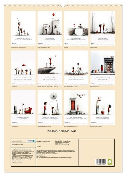 Produktbild: Kindlich. Komisch. Klar. (Wandkalender 2026 DIN A2 hoch), CALVENDO Monatskalender