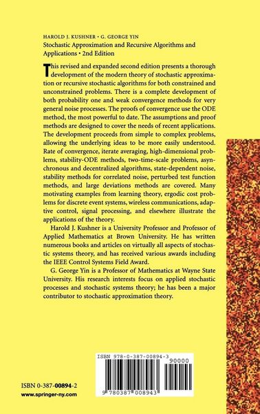 Produktbild: Stochastic Approximation and Recursive Algorithms and Applications
