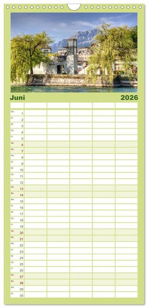 Produktbild: Familienplaner 2026 - Luzern an der Reuss mit 5 Spalten (Wandkalender, 21 x 45 cm) CALVENDO