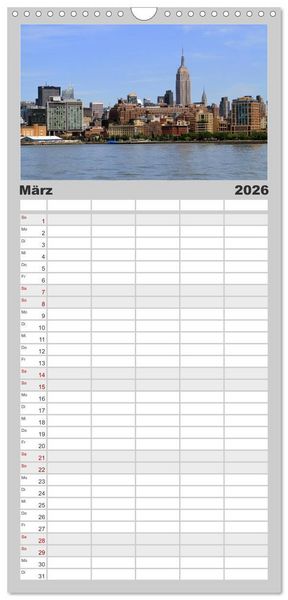Produktbild: Familienplaner 2026 - New York City mit 5 Spalten (Wandkalender, 21 x 45 cm) CALVENDO