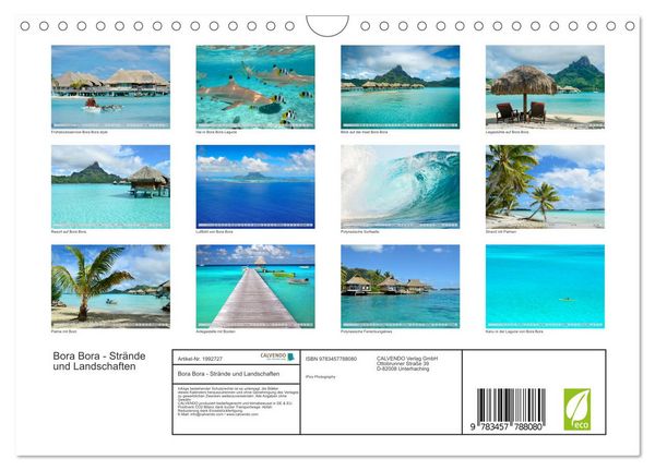 Produktbild: Bora Bora - Str&auml;nde und Landschaften (Wandkalender 2026 DIN A4 quer), CALVENDO Monatskalender