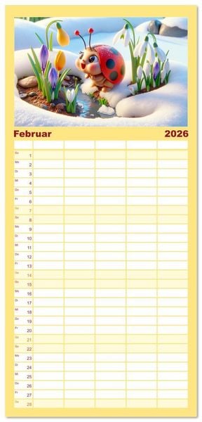 Produktbild: Familienplaner 2026 - Kleine K&auml;fer, gro&szlig;e Abenteuer: Ein Jahreskalender f&uuml;r Kinder mit 5 Spalten (Wandkalender, 21 x 45 cm) CALVENDO