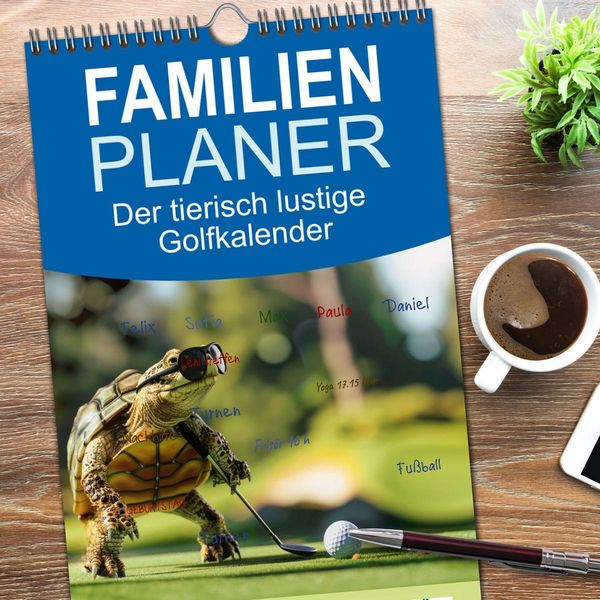 Produktbild: Familienplaner 2026 - Der tierisch lustige Golfkalender mit 5 Spalten (Wandkalender, 21 x 45 cm) CALVENDO