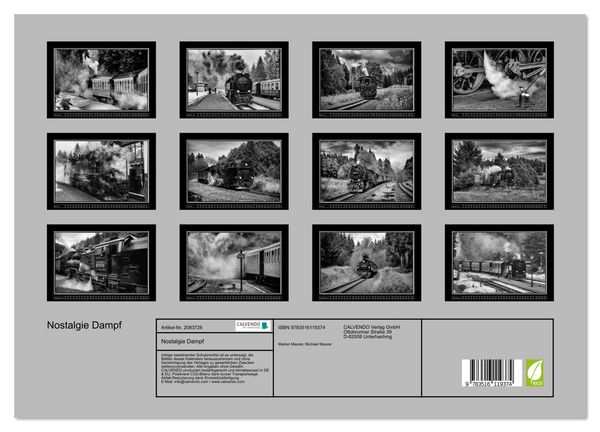 Produktbild: Nostalgie Dampf (hochwertiger Premium Wandkalender 2026 DIN A2 quer), Kunstdruck in Hochglanz