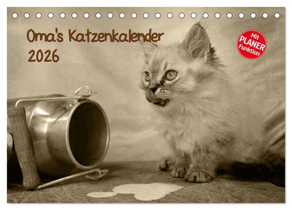 Oma's Katzenkalender 2026 (Tischkalender 2026 DIN A5 quer), CALVENDO Monatskalender