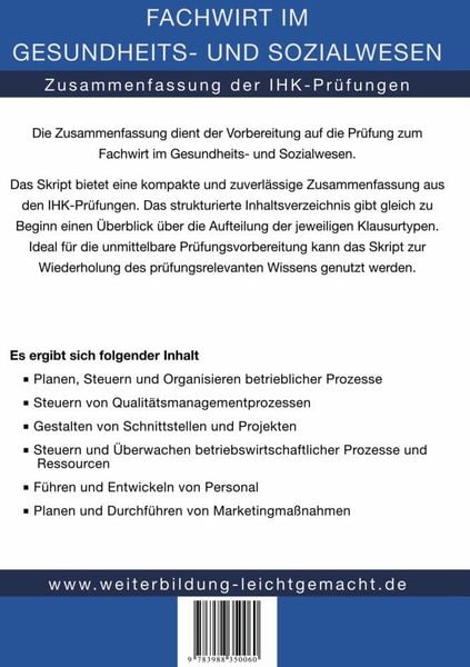 Mündliche Prüfung Fachwirt Im Gesundheits Und Sozialwesen Fachwirt im Gesundheits- und Sozialwesen - Zusammenfassung der IHK