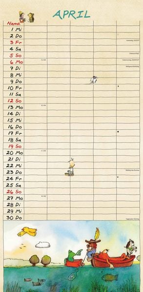Produktbild: Janosch 2026 Familienplaner - Familien-Timer - Termin-Planer - Kinder-Kalender - Familien-Kalender - 22x45