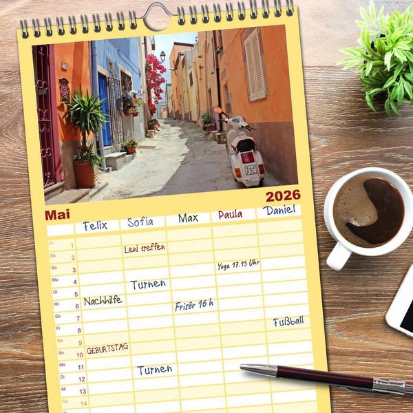 Produktbild: Familienplaner 2026 - Italien - einzigartige Motive mit 5 Spalten (Wandkalender, 21 x 45 cm) CALVENDO