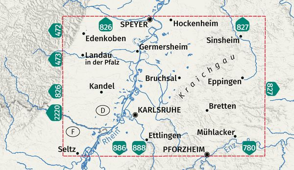 Produktbild: KOMPASS Wanderkarte 768 Kraichgau, Karlsruhe, Landau i. d. Pfalz, Speyer, Sinsheim, Eppingen, Bretten, Pforzheim 1:50.000