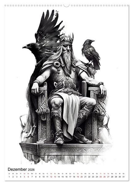 Produktbild: Welt und Mythologie der Wikinger (Wandkalender 2026 DIN A2 hoch), CALVENDO Monatskalender