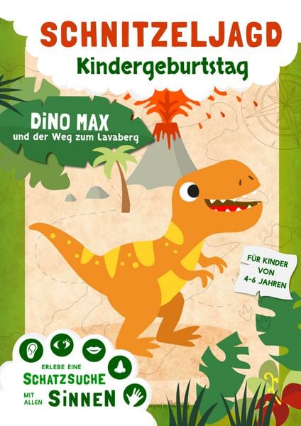Dinosaurier Schnitzeljagd für Kindergeburtstag - Schatzsuche mit allen Sinnen, Taschenbuch von Simone Trojer, Elvi Media, 9789403793207