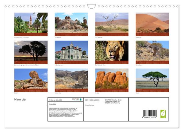 Produktbild: Namibia (Wandkalender 2026 DIN A3 quer), CALVENDO Monatskalender