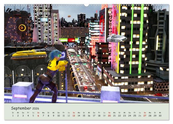 Produktbild: Science Fiction Cyberpunk (hochwertiger Premium Wandkalender 2026 DIN A2 quer), Kunstdruck in Hochglanz