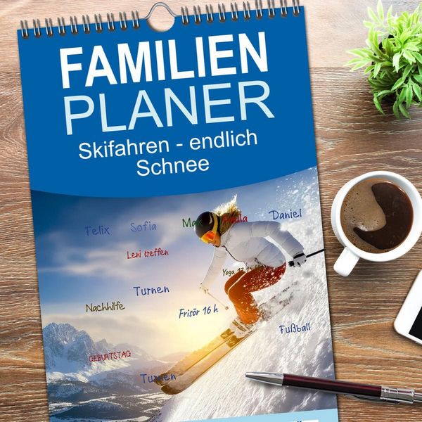 Produktbild: Familienplaner 2026 - Skifahren - endlich Schnee mit 5 Spalten (Wandkalender, 21 x 45 cm) CALVENDO