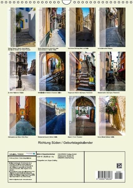 Produktbild: Richtung S&uuml;den / Geburtstagskalender (Wandkalender immerw&auml;hrend DIN A3 hoch)