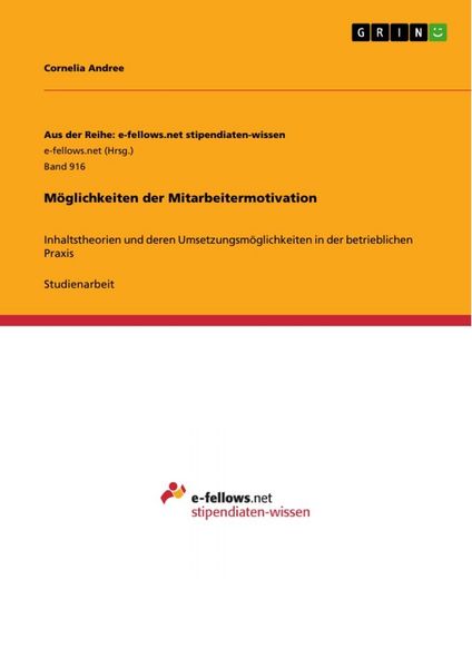 Produktbild: M&ouml;glichkeiten der Mitarbeitermotivation