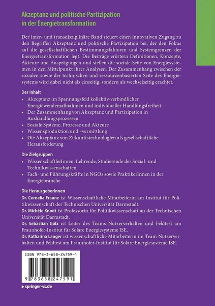Produktbild: Akzeptanz und politische Partizipation in der Energietransformation