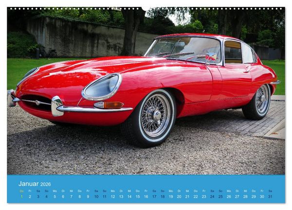 Produktbild: Jaguar E-Type Memorial (hochwertiger Premium Wandkalender 2026 DIN A2 quer), Kunstdruck in Hochglanz