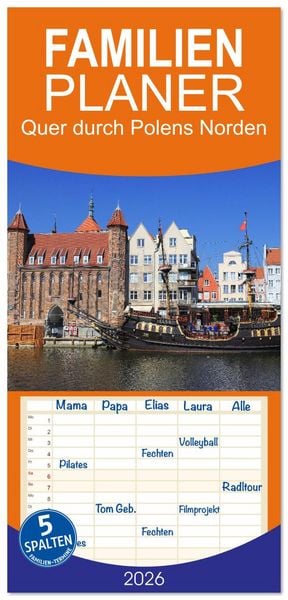 Produktbild: Familienplaner 2026 - Quer durch Polens Norden mit 5 Spalten (Wandkalender, 21 x 45 cm) CALVENDO