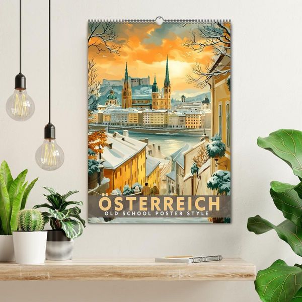 Produktbild: &Ouml;sterreich - Old School Poster Style (Wandkalender 2027 DIN A2 hoch), CALVENDO Monatskalender