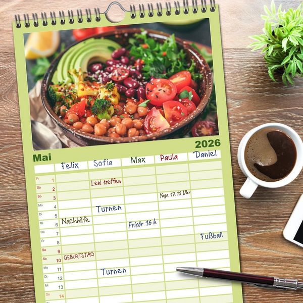 Produktbild: Familienplaner 2026 - Mediterrane K&uuml;che mit 5 Spalten (Wandkalender, 21 x 45 cm) CALVENDO