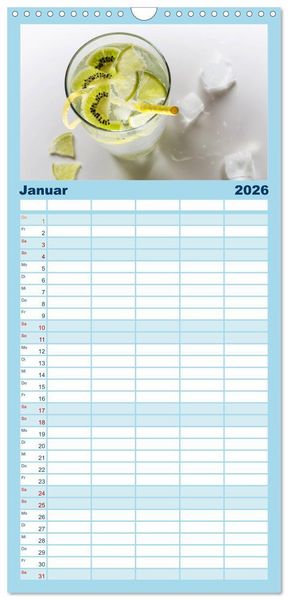 Produktbild: Familienplaner 2026 - Frisches Aromawasser mit 5 Spalten (Wandkalender, 21 x 45 cm) CALVENDO