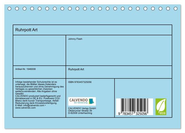 Produktbild: Ruhrpott Art (Tischkalender 2026 DIN A5 quer), CALVENDO Monatskalender
