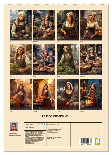 Produktbild: Fesche Marktfrauen (hochwertiger Premium Wandkalender 2026 DIN A2 hoch), Kunstdruck in Hochglanz