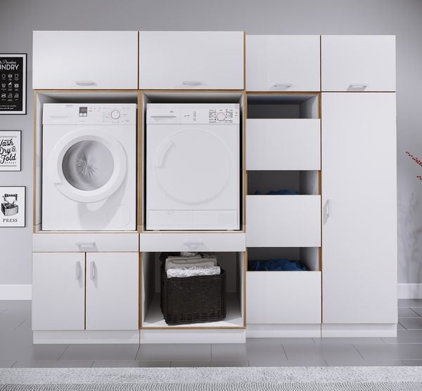 Produktbild: W&auml;scheschrank mit 3 F&auml;chern & T&uuml;ren Rislo CL XL