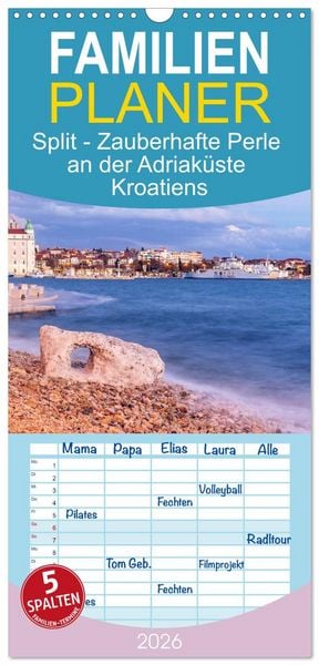 Produktbild: Familienplaner 2026 - Split - Zauberhafte Perle an der Adriak&uuml;ste Kroatiens mit 5 Spalten (Wandkalender, 21 x 45 cm) CALVENDO