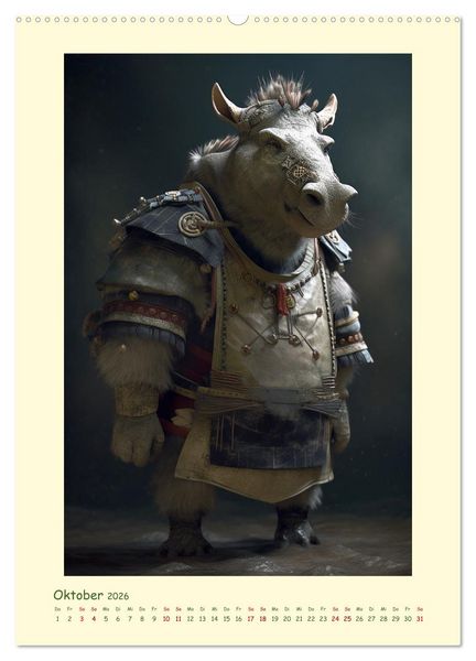 Produktbild: Tierische Samurai (hochwertiger Premium Wandkalender 2026 DIN A2 hoch), Kunstdruck in Hochglanz