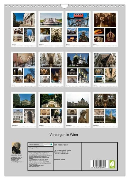Produktbild: Verborgen in Wien (Wandkalender 2027 DIN A3 hoch), CALVENDO Monatskalender