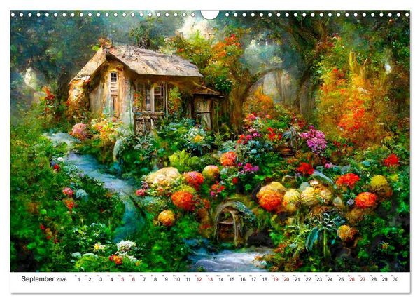 Produktbild: Fantasie Cottages - Ein Jahr durch die M&auml;rchenwelt (Wandkalender 2026 DIN A3 quer), CALVENDO Monatskalender