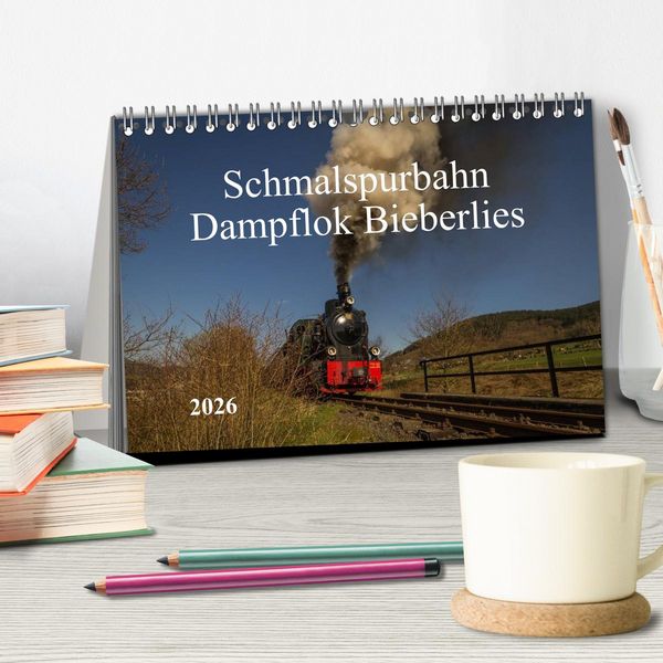 Produktbild: Schmalspurbahn Dampflok Bieberlies (Tischkalender 2026 DIN A5 quer), CALVENDO Monatskalender