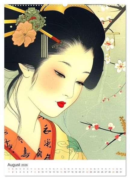 Produktbild: Geisha - Old School Poster Style (Wandkalender 2026 DIN A2 hoch), CALVENDO Monatskalender