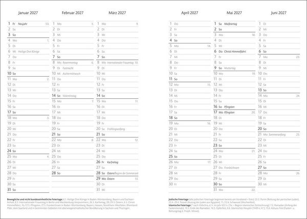 Produktbild: Kalenderbuch A6 gr&uuml;n 2027