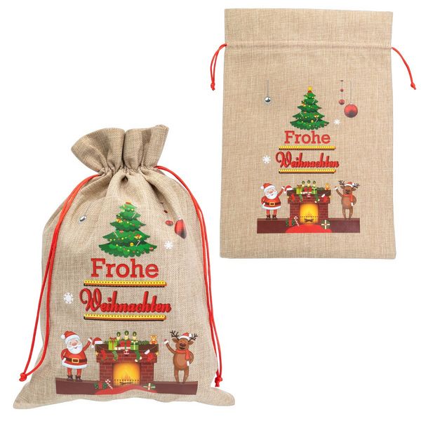 Idena Weihnachtsgeschenksack Tannenbaum Kamin 49x63cm