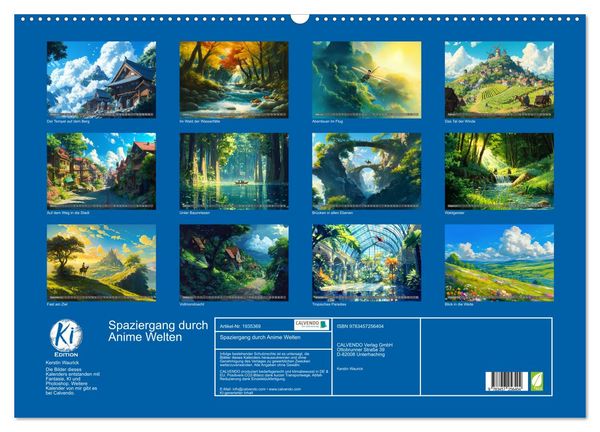 Produktbild: Spaziergang durch Anime Welten (Wandkalender 2026 DIN A2 quer), CALVENDO Monatskalender