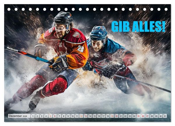Produktbild: Eishockey und positive Gedanken (Tischkalender 2026 DIN A5 quer), CALVENDO Monatskalender
