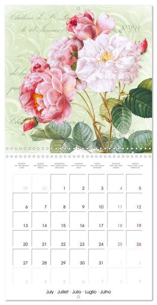 Produktbild: Dans le jardin de Monsieur Pierre-Joseph Redout&eacute; (Calendrier mural carr&eacute; 2026 30x30 cm) Calendrier double avec une page pour vos prises de notes